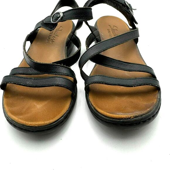 SKECHERS | Women's 8‎ Black Strappy Ankle Buckle Dressy Go Luxe Foam Sandals - Picture 3 of 8